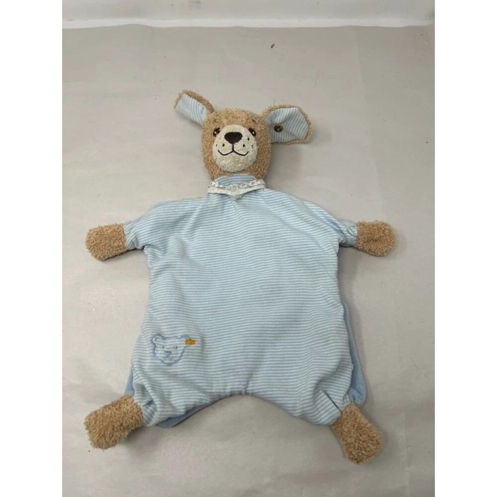 Blue Steiff Plush Dog Good Night Baby Security Blanket